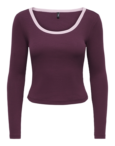 Only - ONLVal Contrast Langarmshirt - Fig/Keepsake